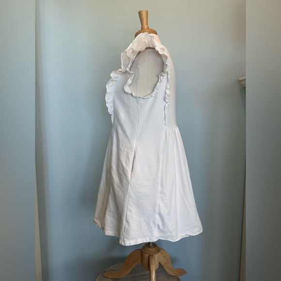 English Factory Mixed Media Ruffle Sleeve White Dress Size Large - Picture 7 of 16